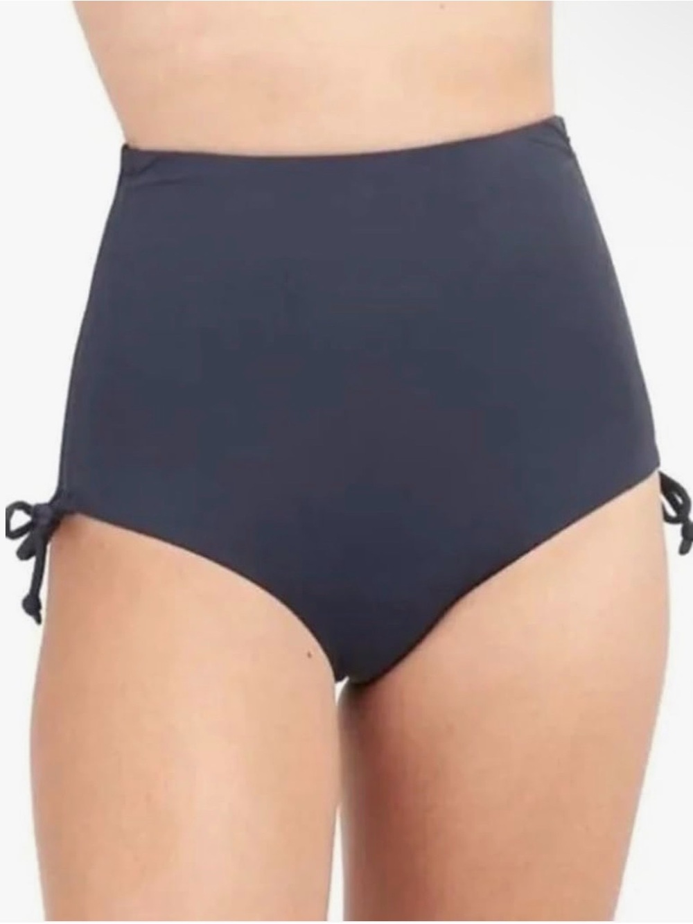SPANX Navy High-Waist Swim Bottoms with Side Ties